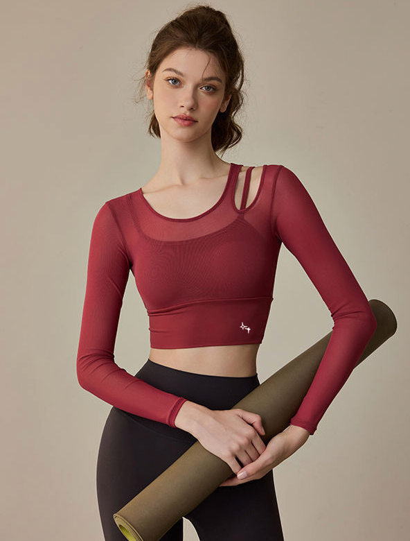 Shoulder-Slit Long Sleeve Top