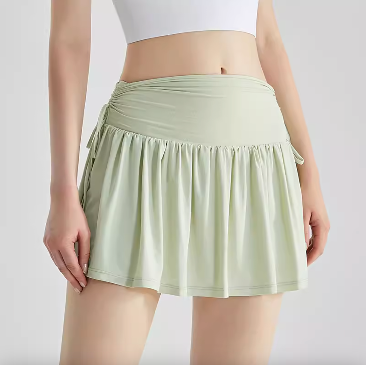 Drawstring Pleated Skirt