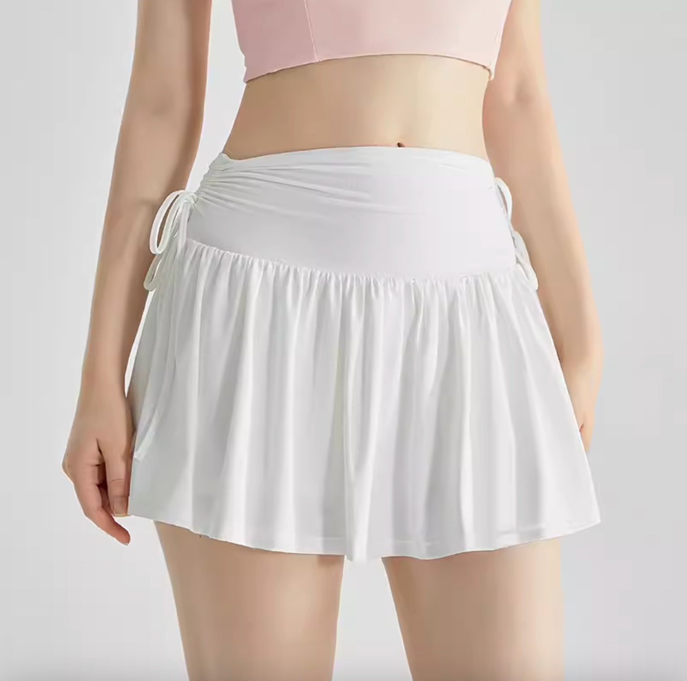 Drawstring Pleated Skirt