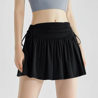 Drawstring Pleated Skirt